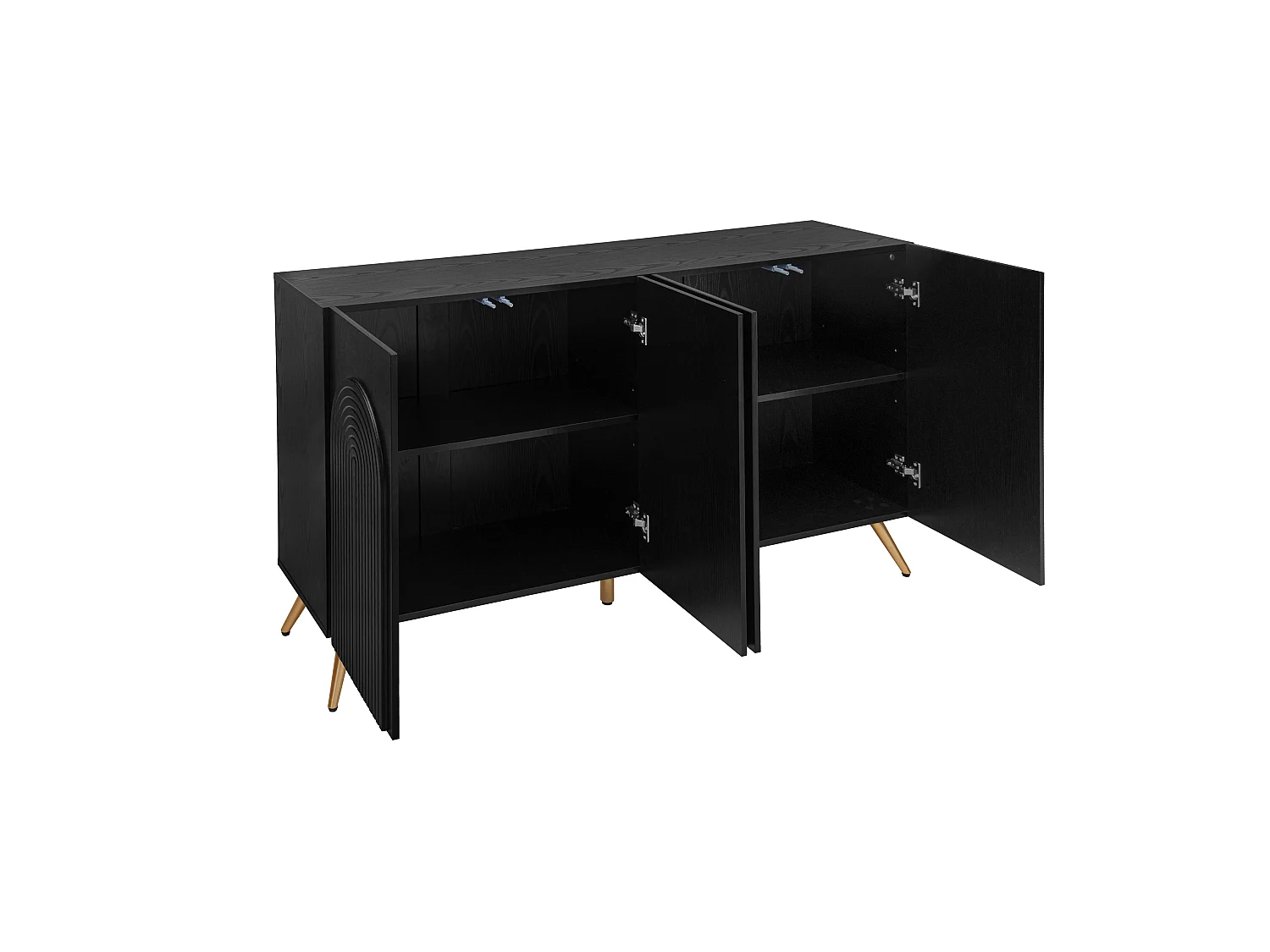 Dressoir met 4 deuren en verstelbare planken - Zwart 150 x 37 x 83,5 cm