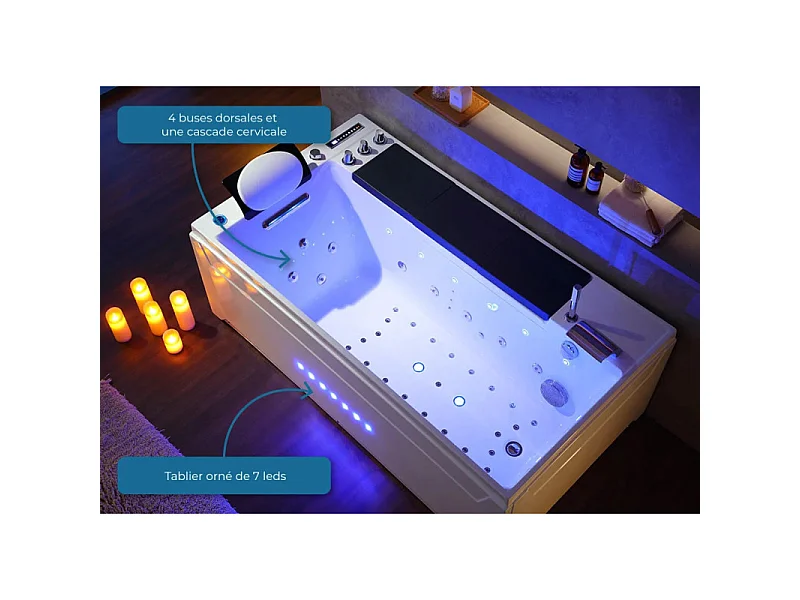 Baignoire balnéo Whirlpool Monte-Cristo 40 jets + massage des cervicales