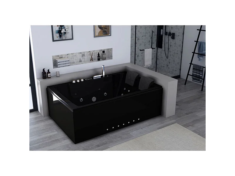 Baignoire balnéo Belize Droite noire 32 jets  Whirlpool