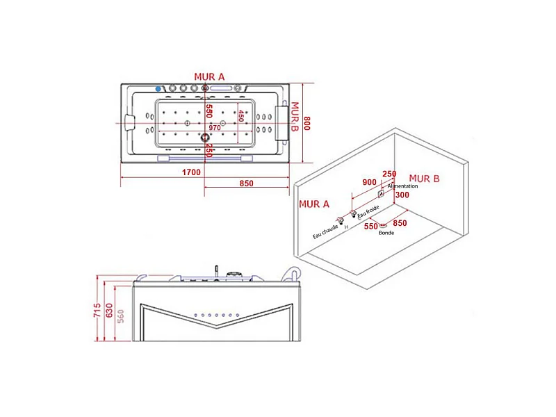 Baignoire balnéo G-Cleveland 46 jets Whirlpool