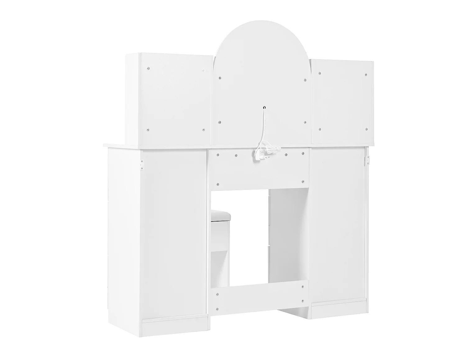 Coiffeuse avec miroir LED, 9 tiroirs et tabouret - Blanc 120 x 40 x 135 cm
