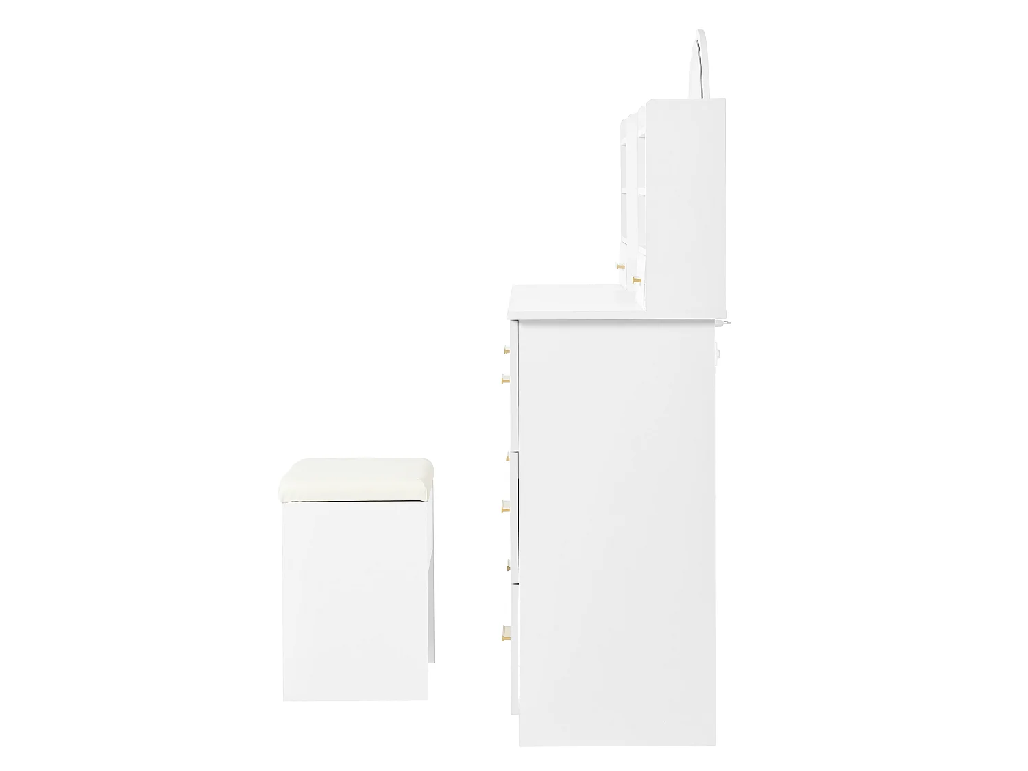 Coiffeuse avec miroir LED, 9 tiroirs et tabouret - Blanc 120 x 40 x 135 cm