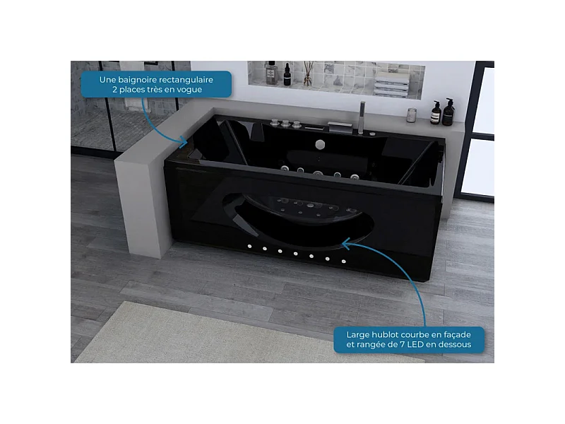 Baignoire balnéo Caïman Black 32 jets Whirlpool