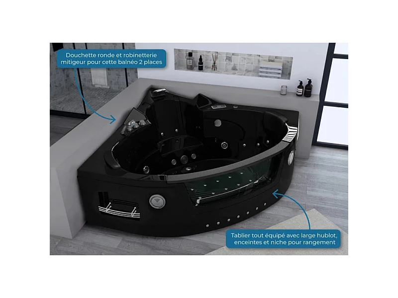 Baignoire balnéo Maeva Black 39 jets Whirlpool