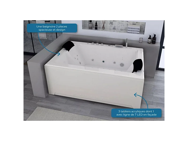 Baignoire balnéo Elle&Lui 40 jets Whirlpool