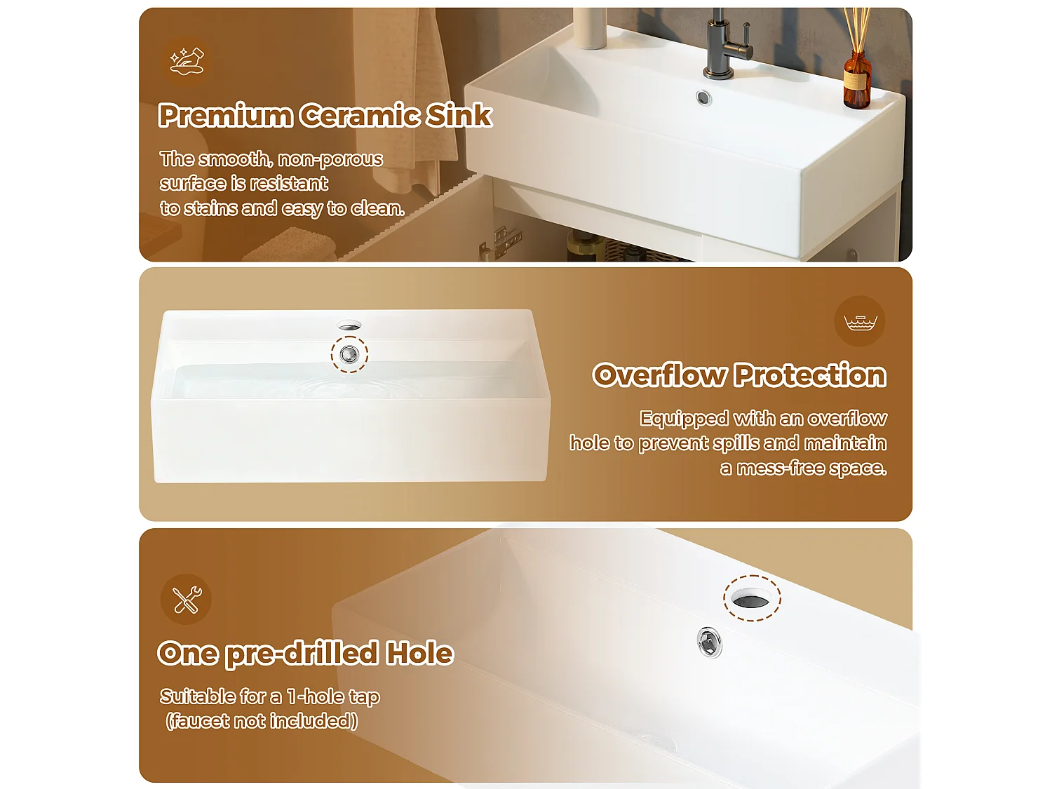 Meuble Vasque Salle de Bains 55cm sur Pied avec Vasque Céramique, Meuble Sous-Vasque à Porte Striée Ondulée - Blanc(Sans Robinet)