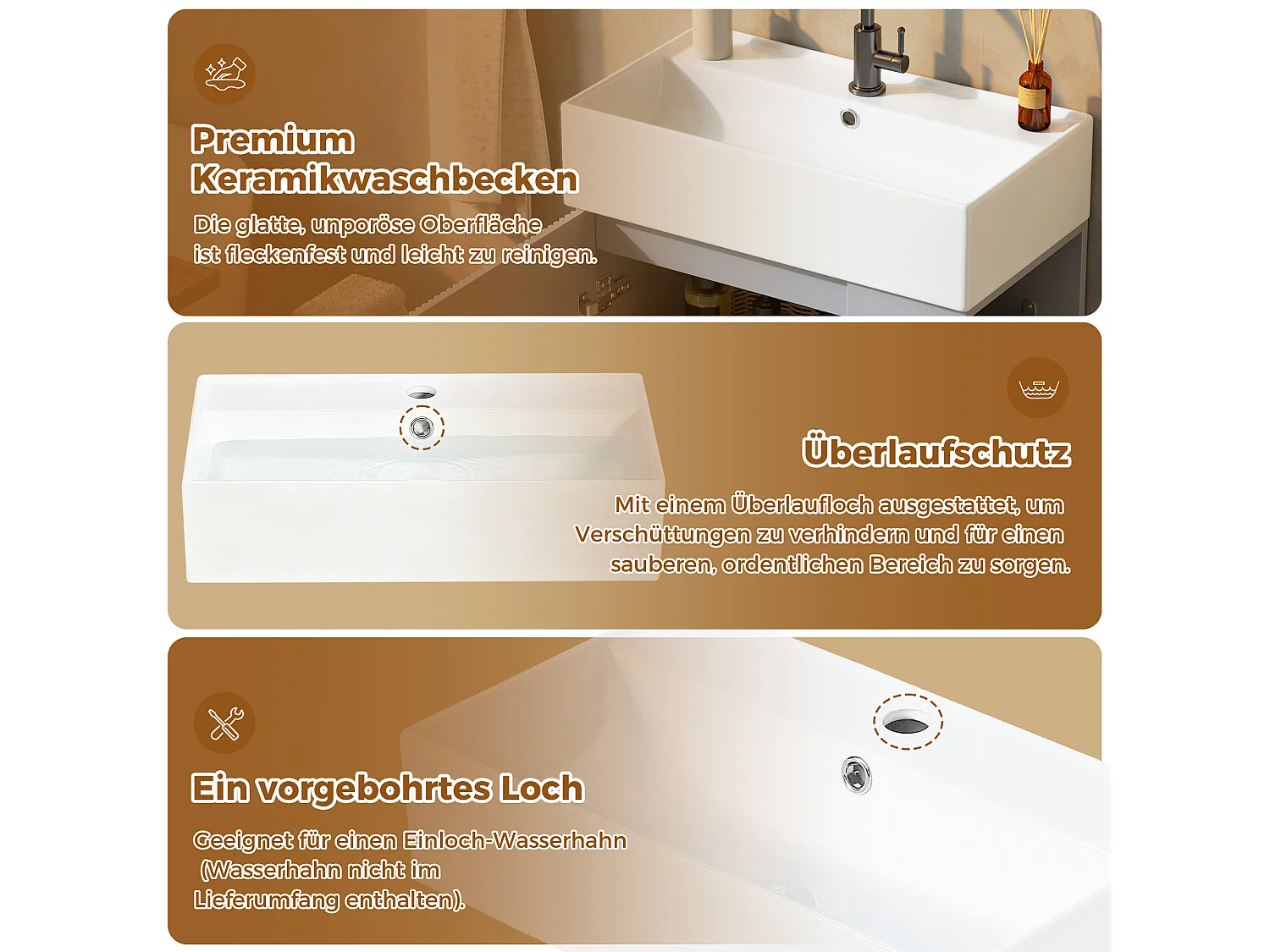 Meuble Vasque Salle de Bains 55cm sur Pied avec Vasque Céramique, Meuble Sous-Vasque à Porte Striée Ondulée - Gris(Sans Robinet)