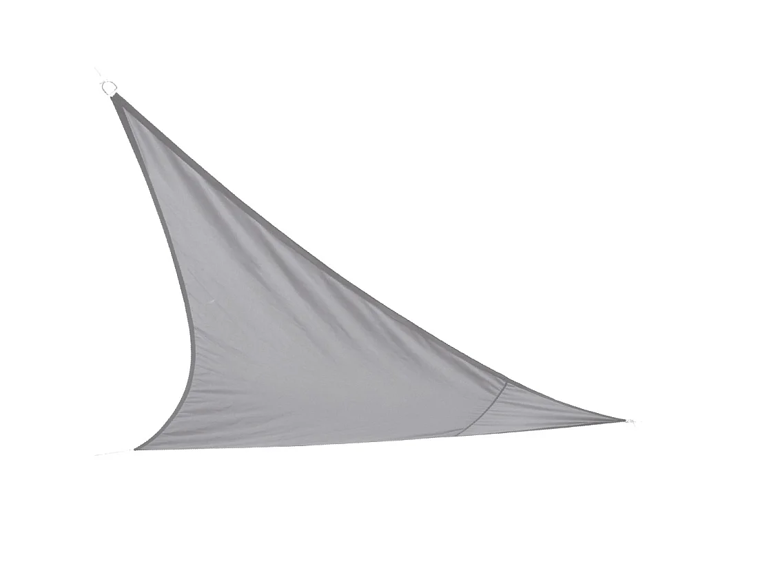Driehoekig grijs schaduwdoek – Afmetingen 360x360x360 cm in polyester 160g/m²