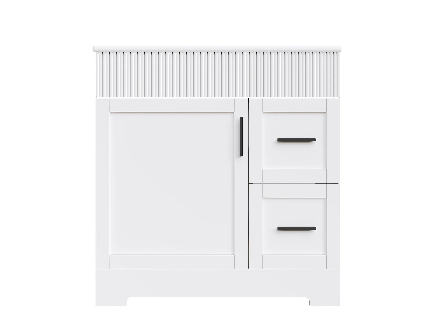 Meuble de salle de bain sur pieds avec vasque , 2 tiroirs et 1 porte - Blanc 81.5x47x85.5 cm