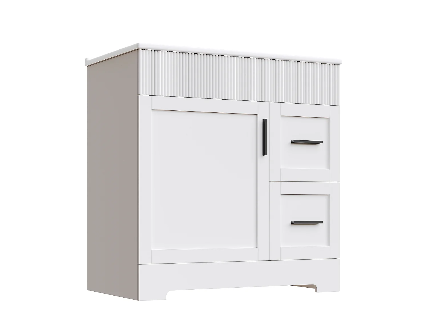 Meuble de salle de bain sur pieds avec vasque , 2 tiroirs et 1 porte - Blanc 81.5x47x85.5 cm