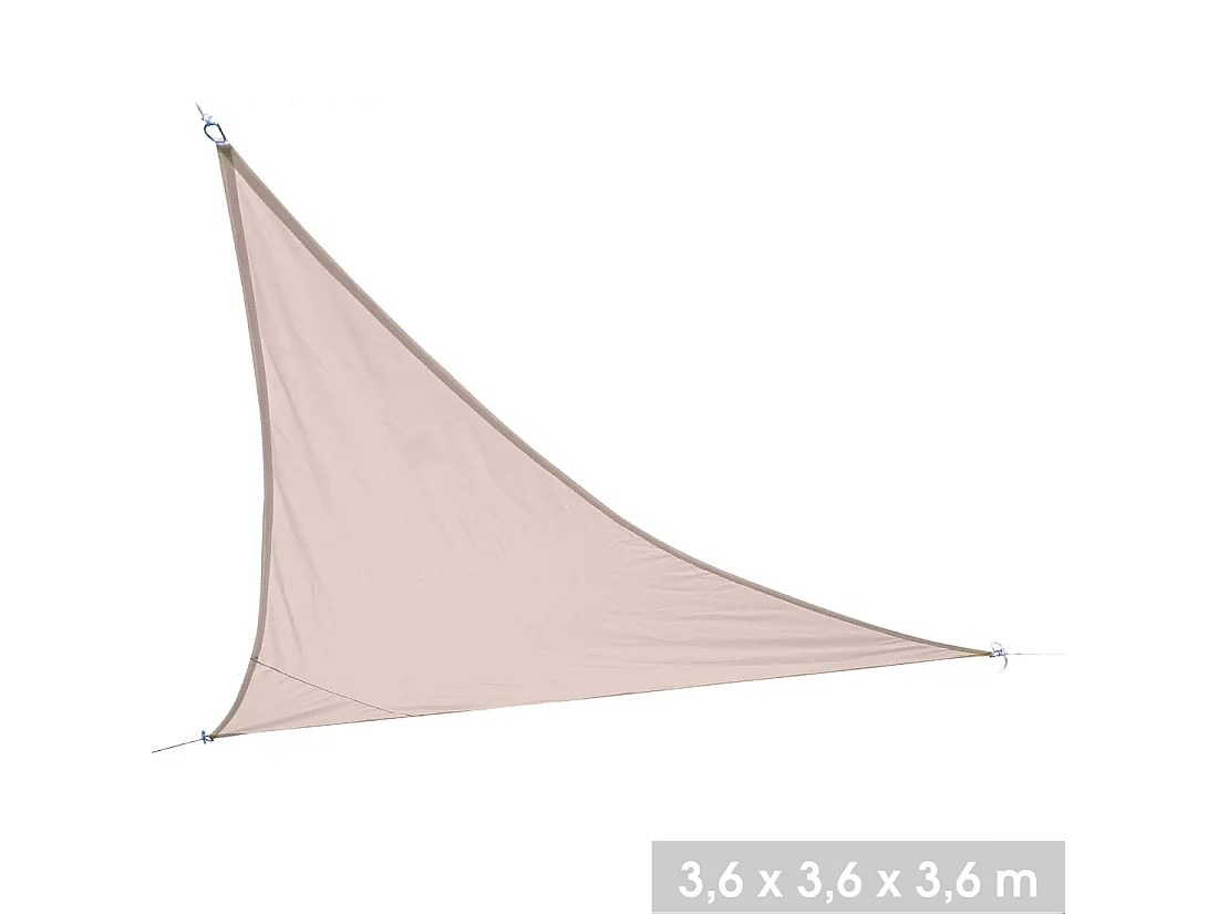Driehoekig beige schaduwdoek - Afmetingen 360x360x360 cm in polyester 160g/m²
