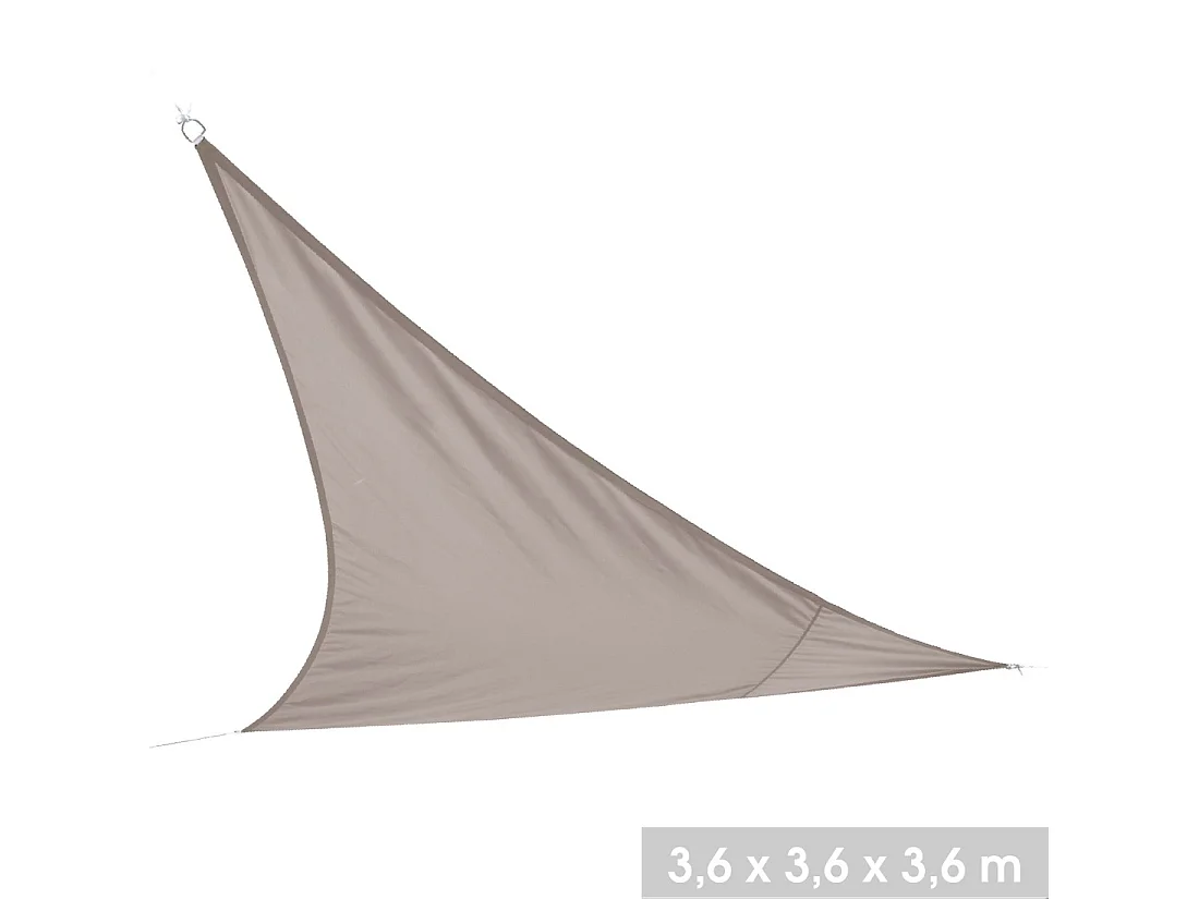 Driehoekig schaduwdoek taupe - Afmetingen 360x360x360 cm in polyester 160g/m²