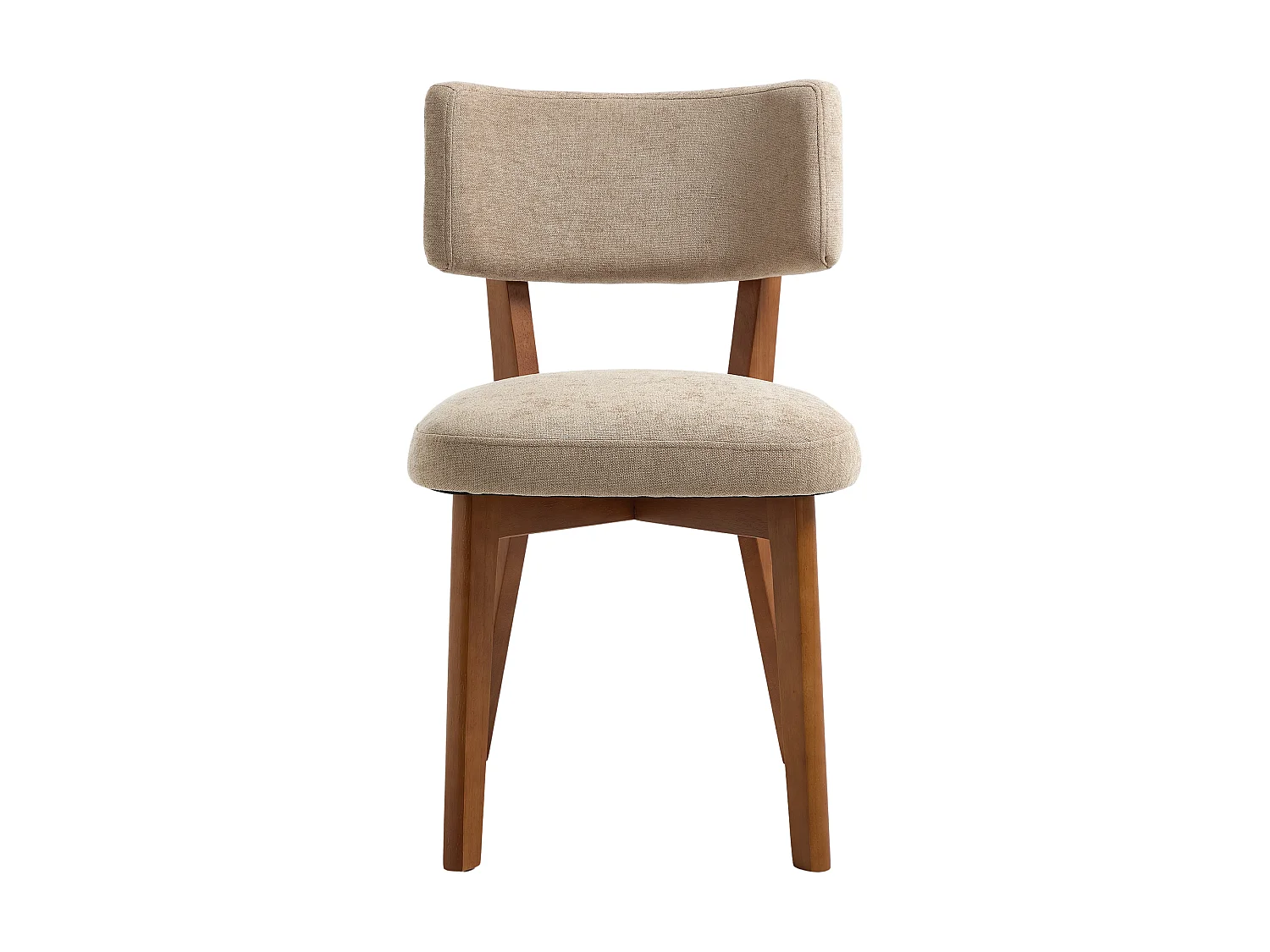 Lot de 2 chaises de salle à manger en tissu Kaki - Pieds en bois