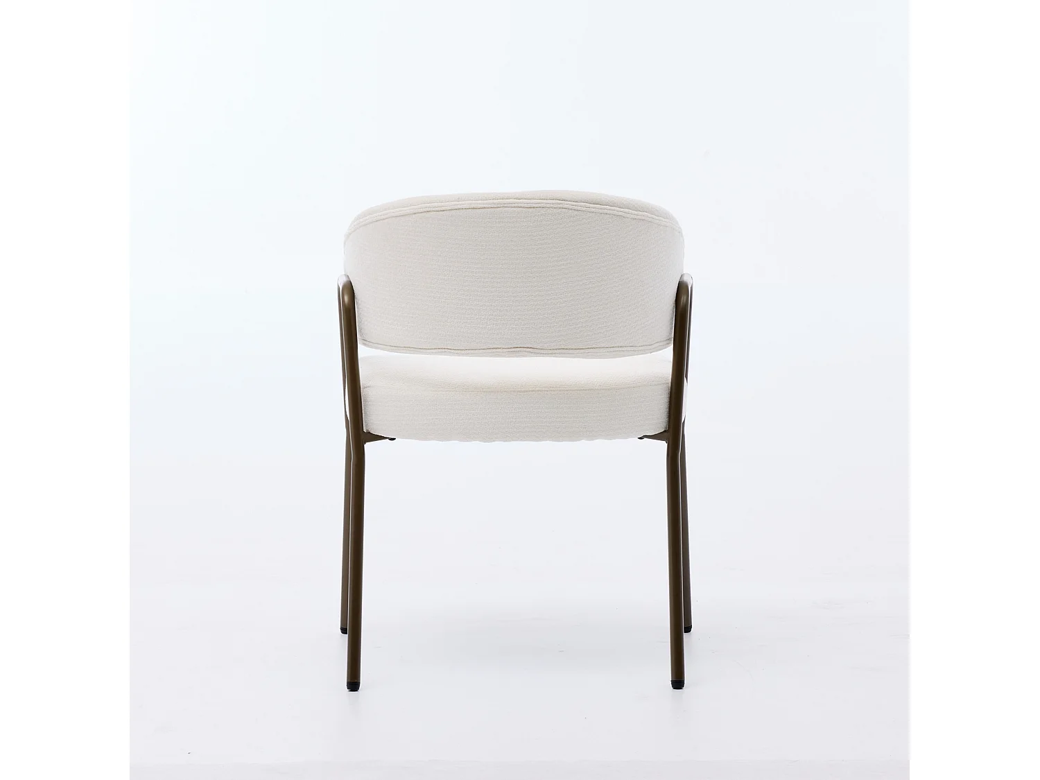 Eetkamerstoel van chenille met antieke messing armleuningen en poten - Beige