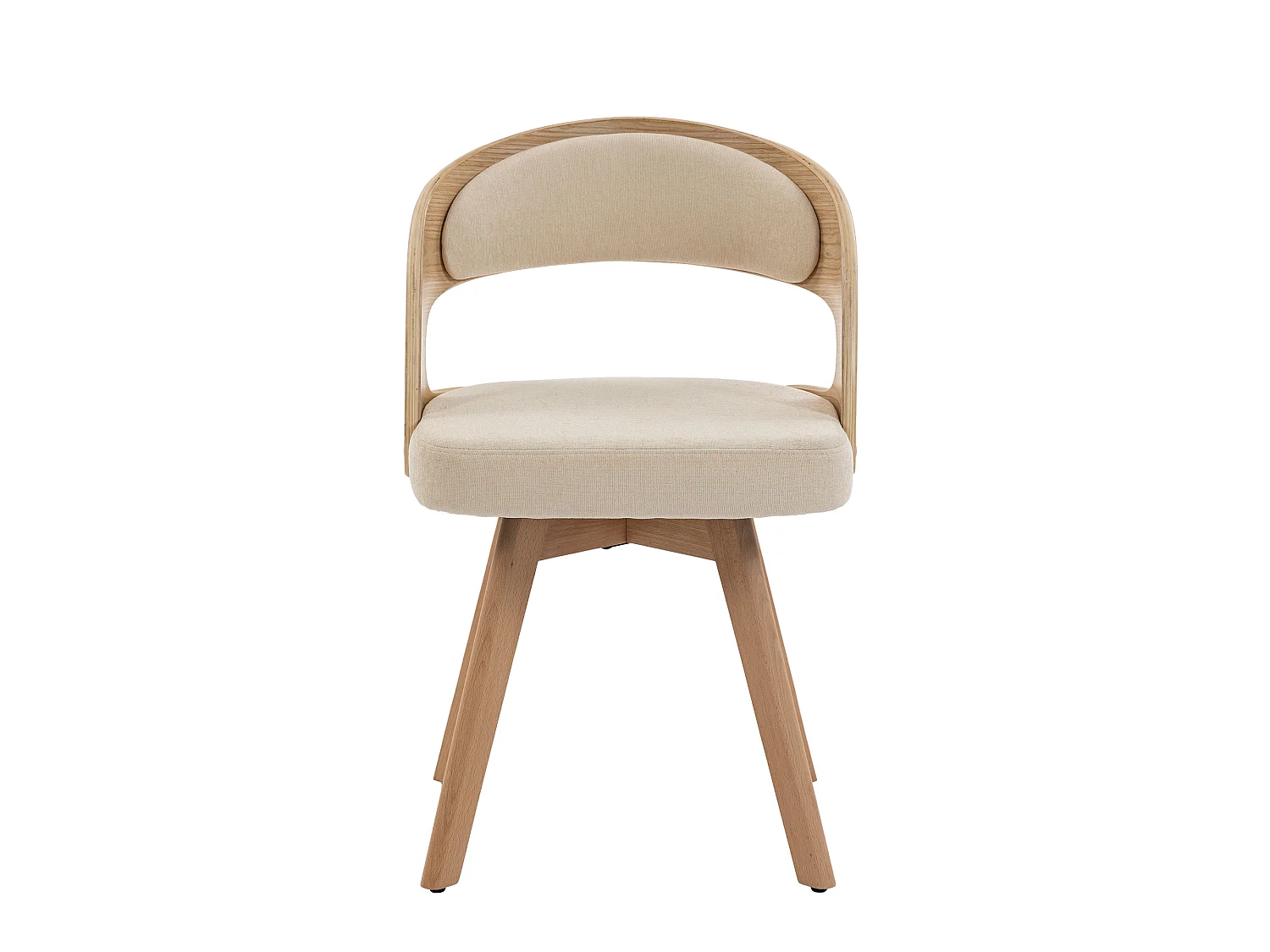 Set van 2 draaibare stoelen van licht hout - Beige linnen zitkussens