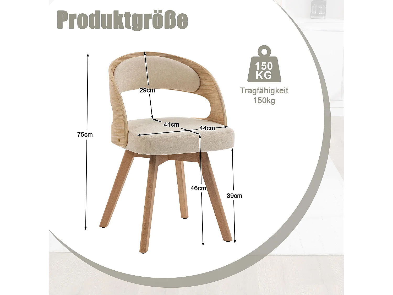 Set van 2 draaibare stoelen van licht hout - Beige linnen zitkussens