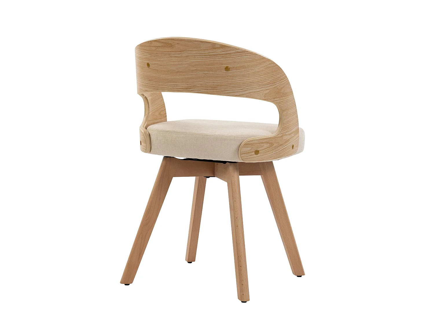 Set van 2 draaibare stoelen van licht hout - Beige linnen zitkussens
