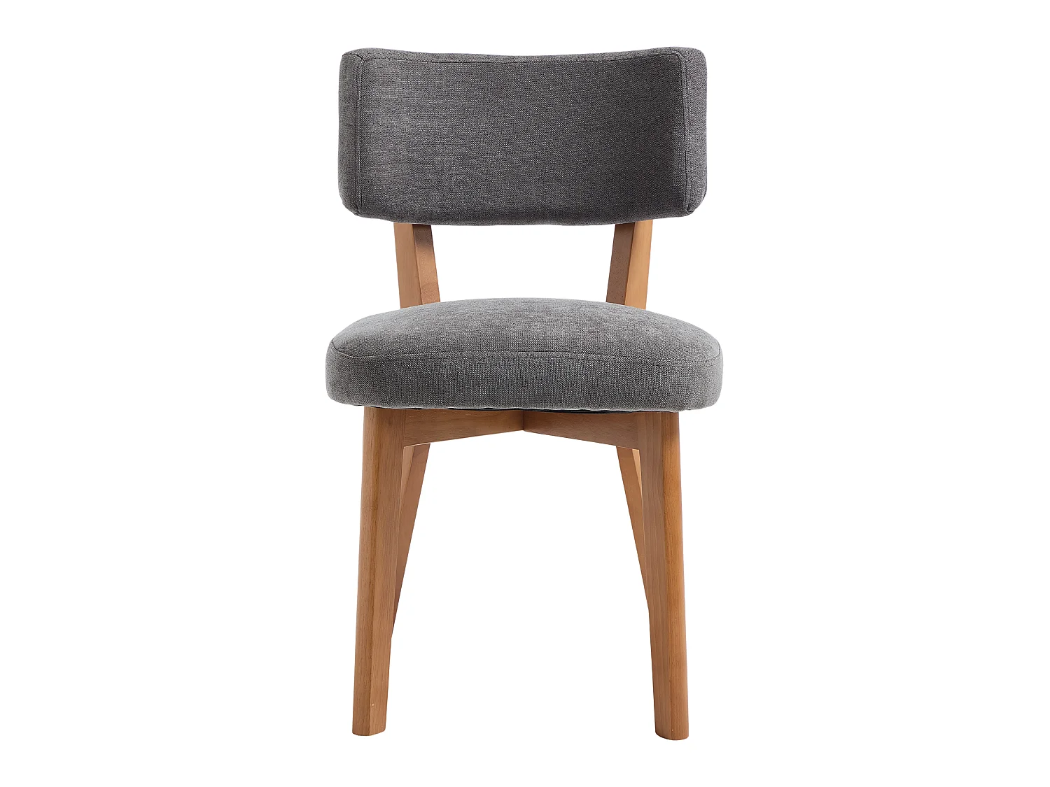 Lot de 2 chaises de salle à manger en tissu gris - Pieds en bois
