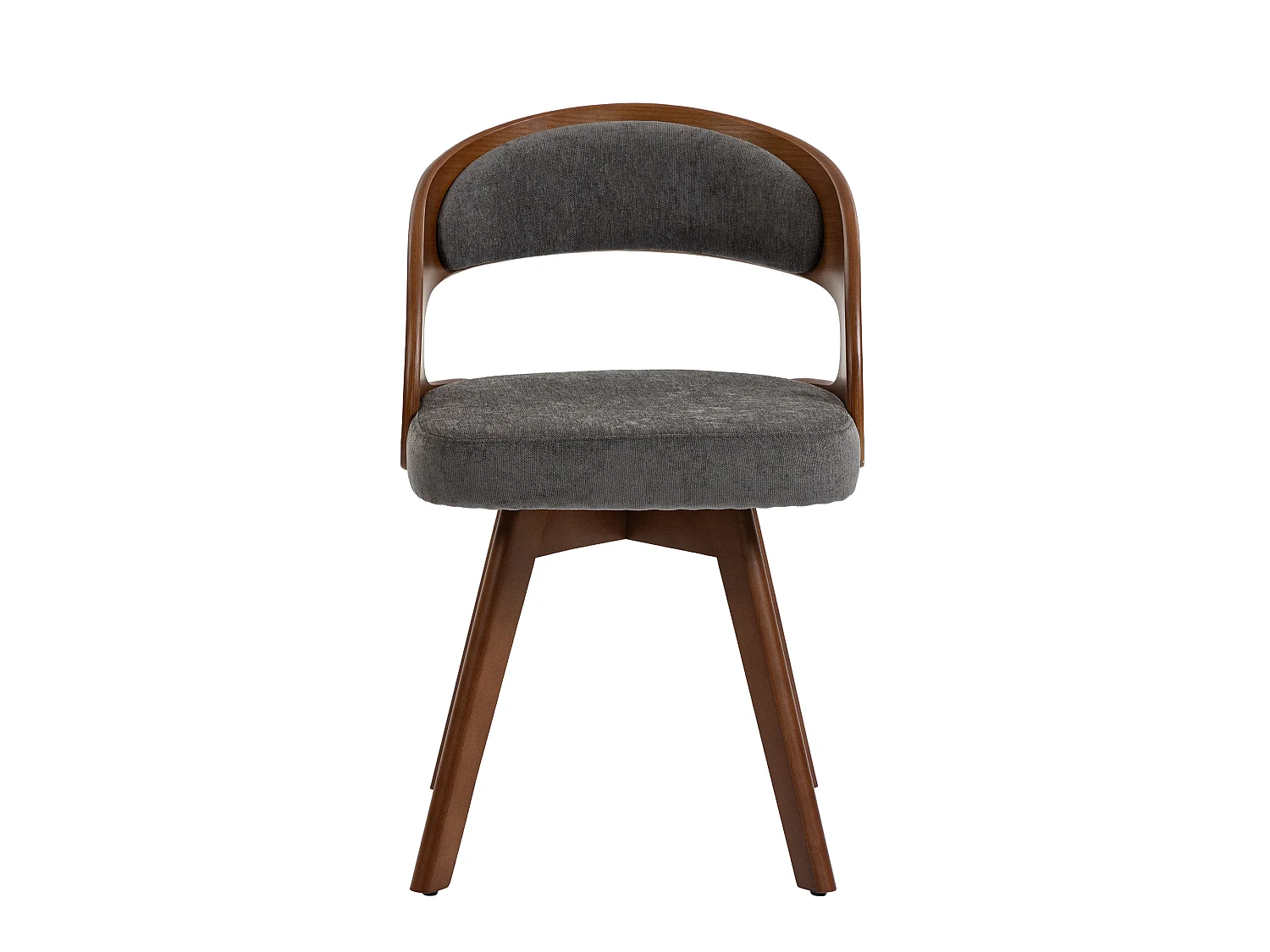 Set van 2 draaibare houten stoelen met gebogen rugleuningen - Grijze linnen stof