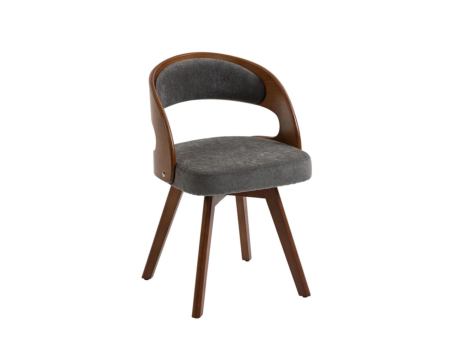 Set van 2 draaibare houten stoelen met gebogen rugleuningen - Grijze linnen stof