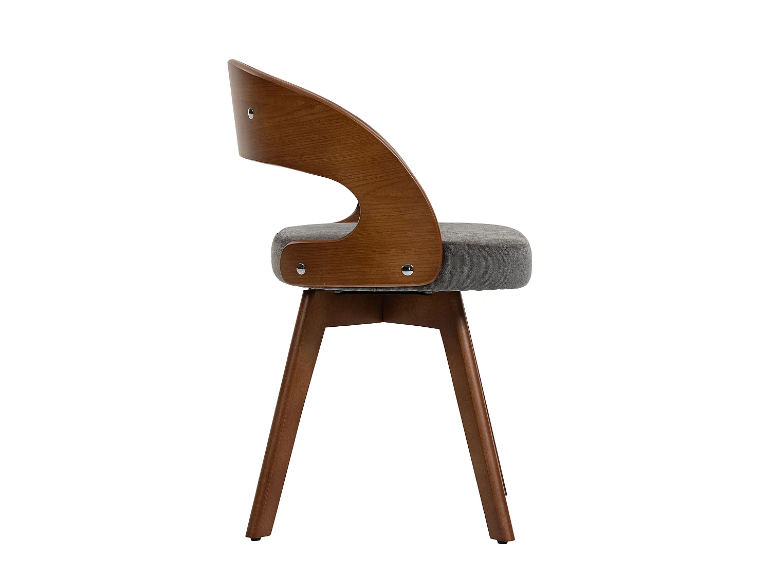 Set van 2 draaibare houten stoelen met gebogen rugleuningen - Grijze linnen stof