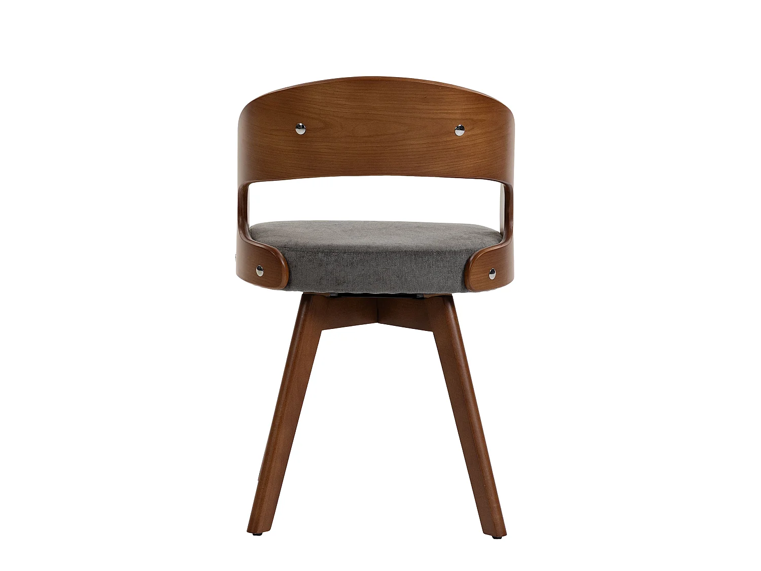 Set van 2 draaibare houten stoelen met gebogen rugleuningen - Grijze linnen stof