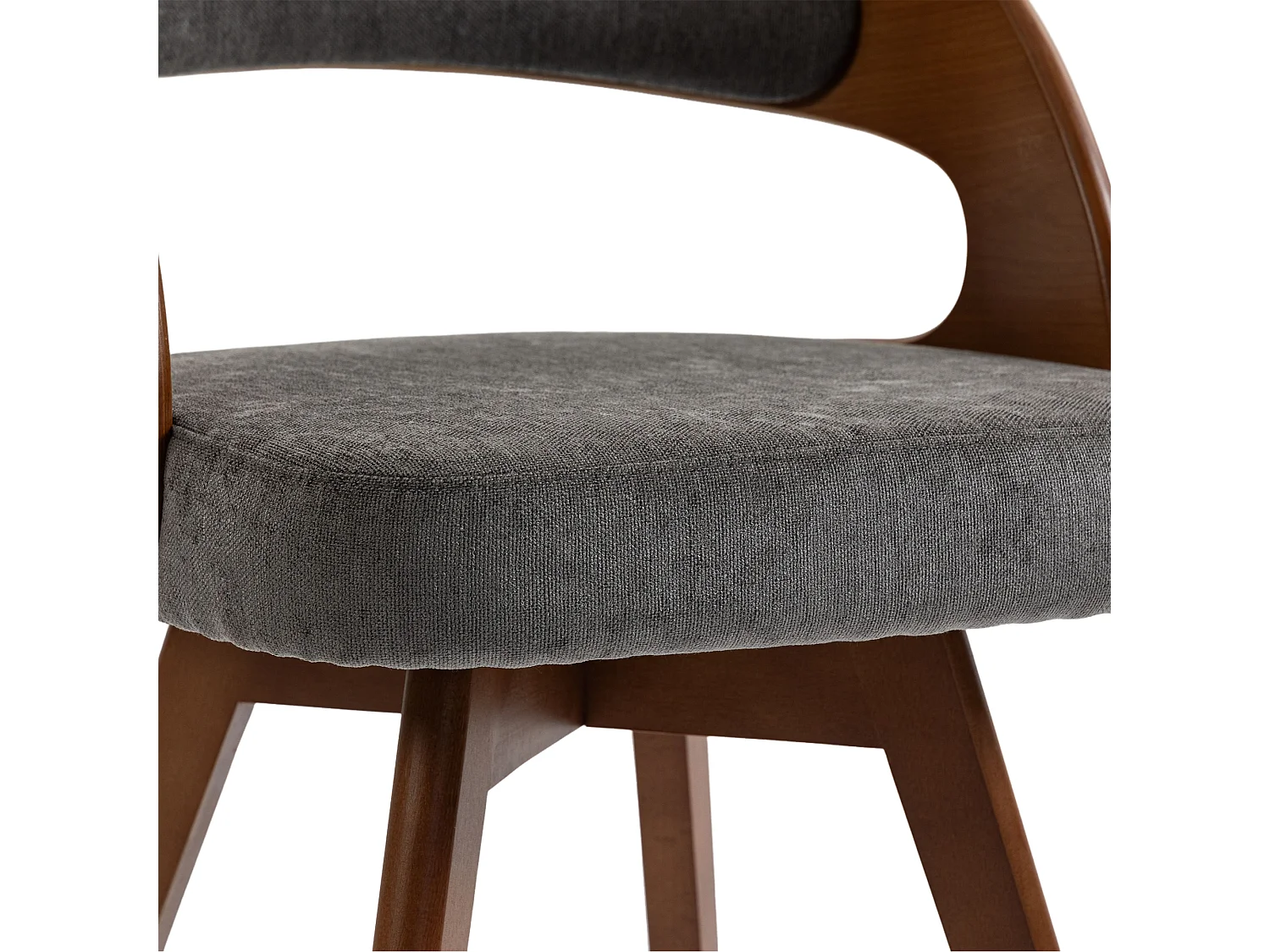 Set van 2 draaibare houten stoelen met gebogen rugleuningen - Grijze linnen stof