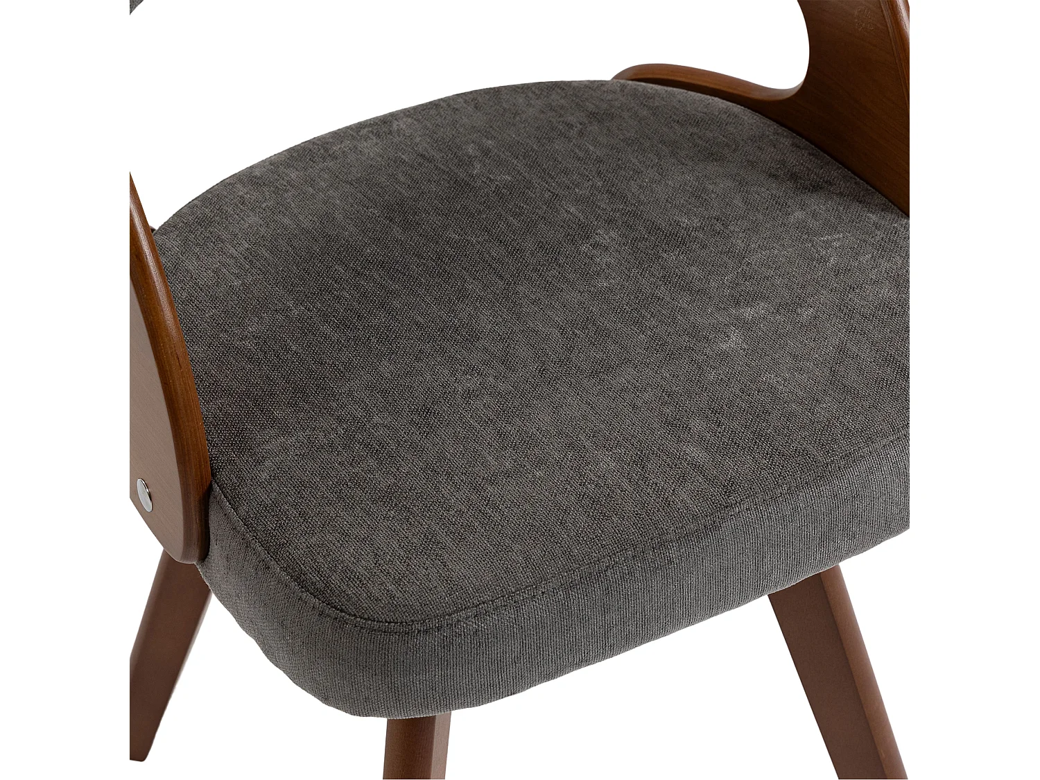 Set van 2 draaibare houten stoelen met gebogen rugleuningen - Grijze linnen stof