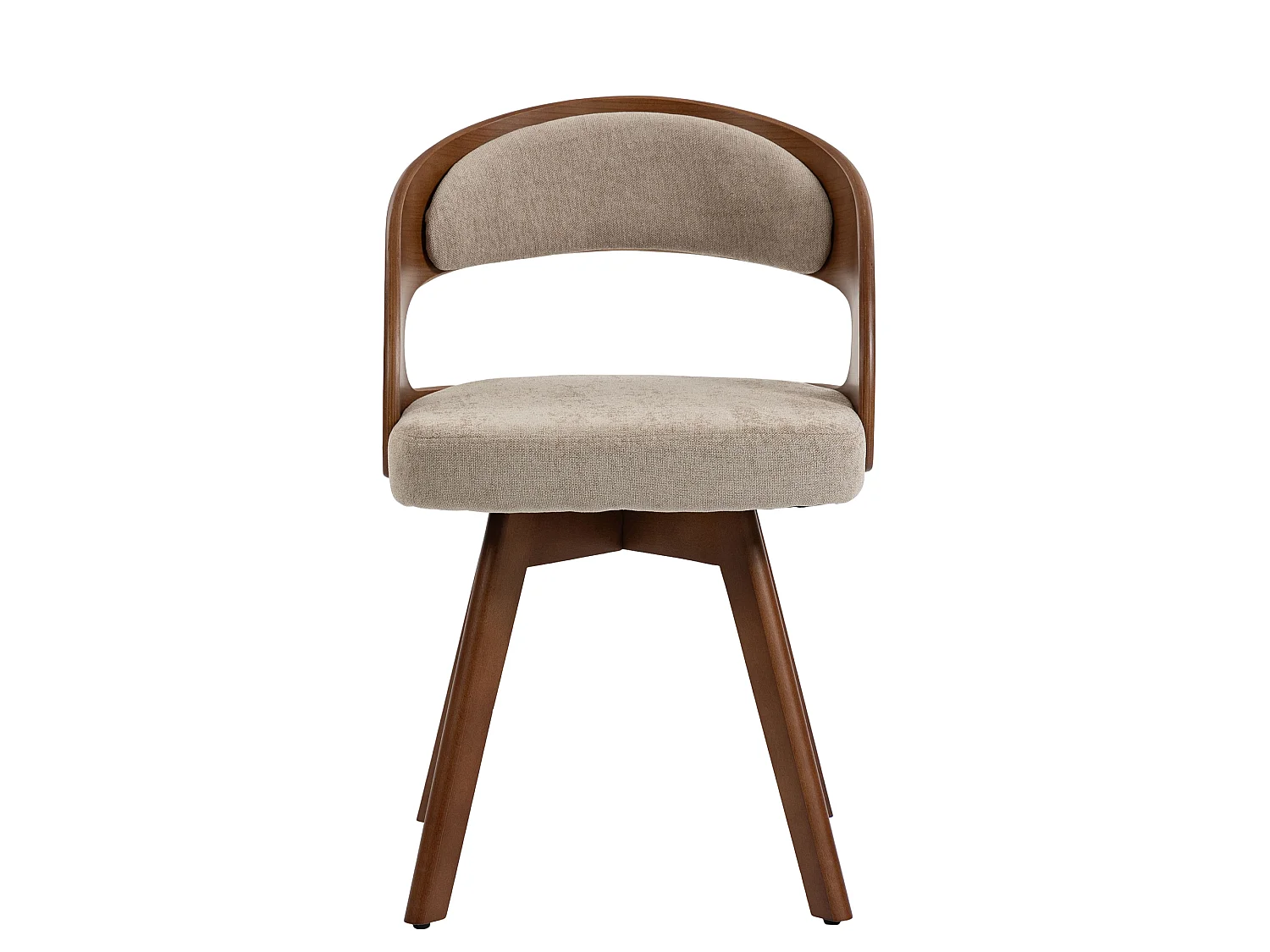 Set van 2 draaibare houten stoelen met gebogen rugleuningen - Khaki linnen stof