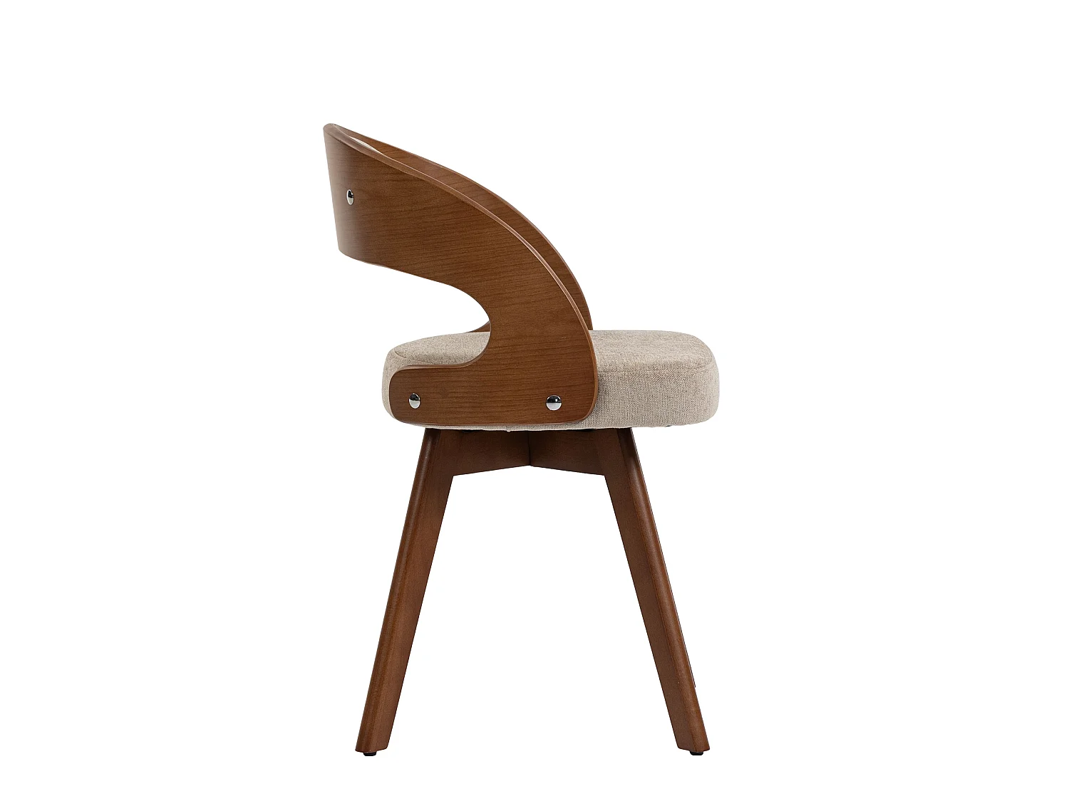 Set van 2 draaibare houten stoelen met gebogen rugleuningen - Khaki linnen stof