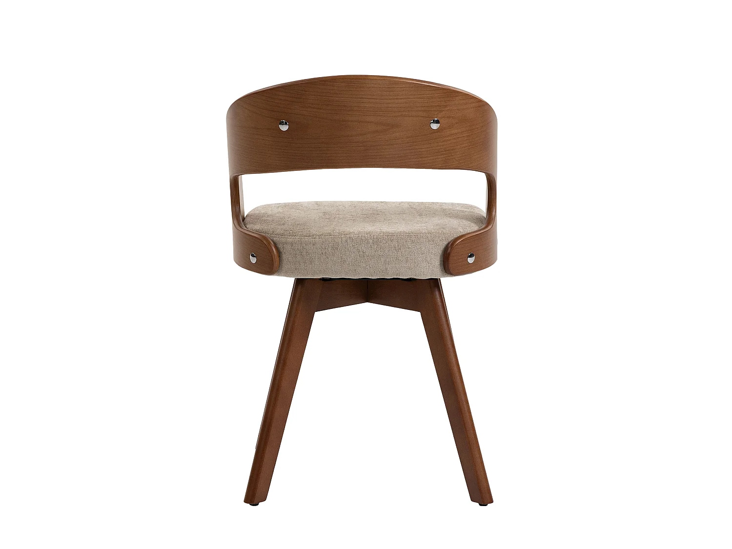 Set van 2 draaibare houten stoelen met gebogen rugleuningen - Khaki linnen stof