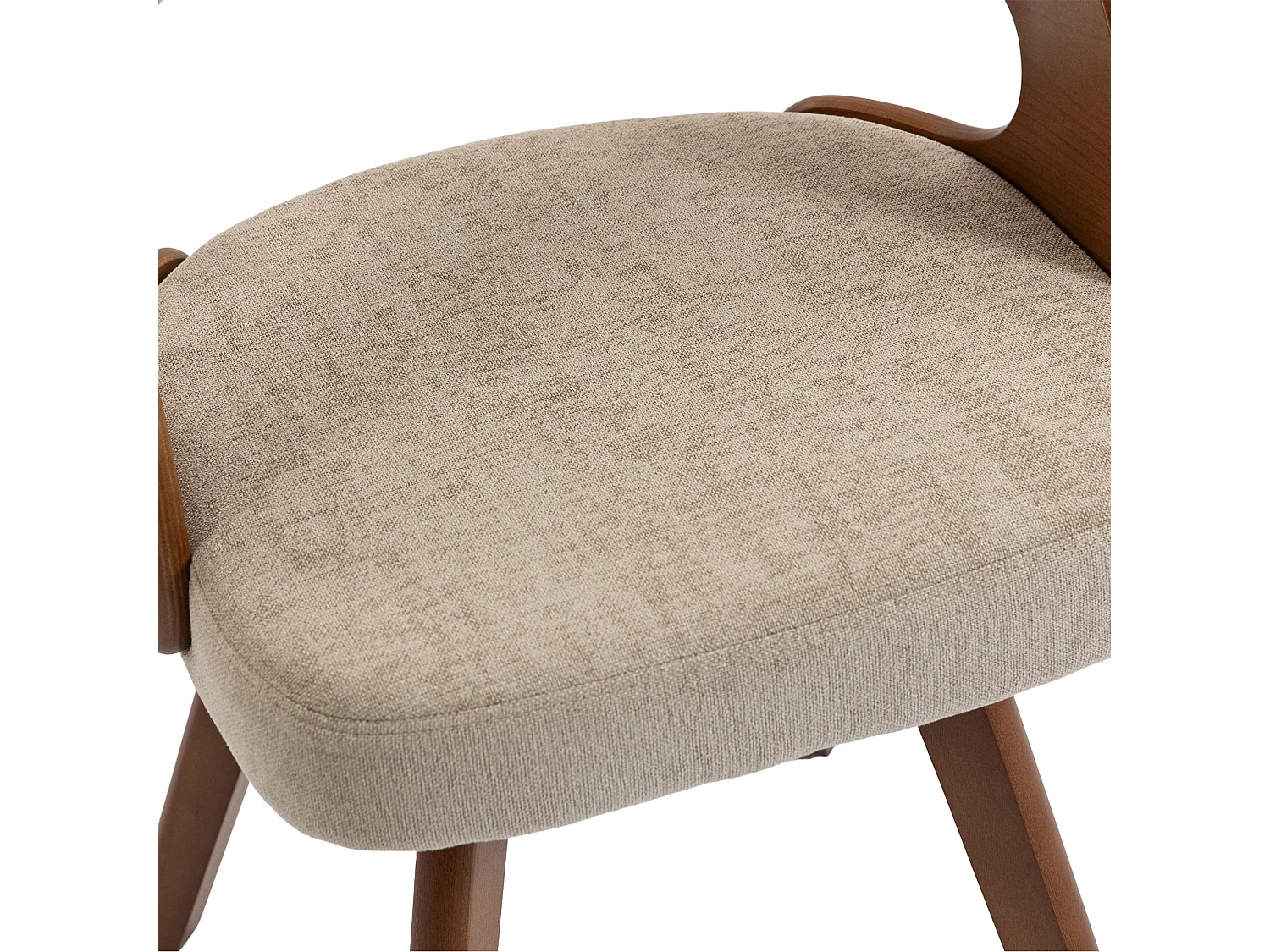 Set van 2 draaibare houten stoelen met gebogen rugleuningen - Khaki linnen stof