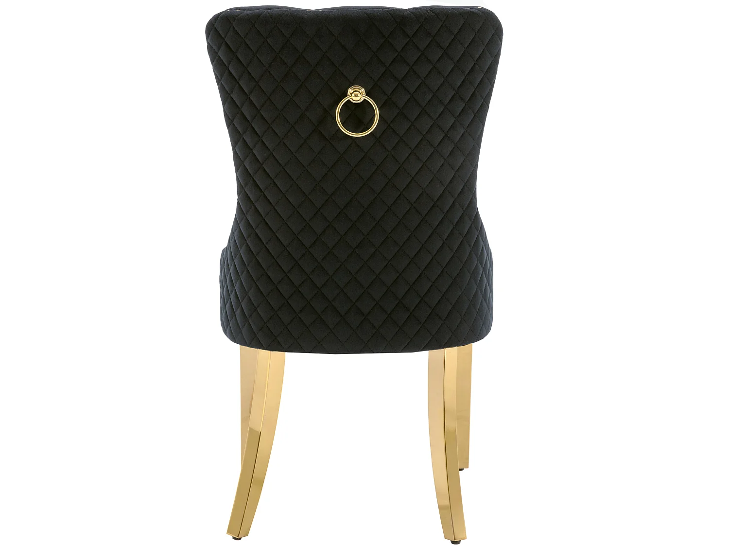 Lot de 6 chaises en velours noir avec garniture cloutée - Pieds en métal doré