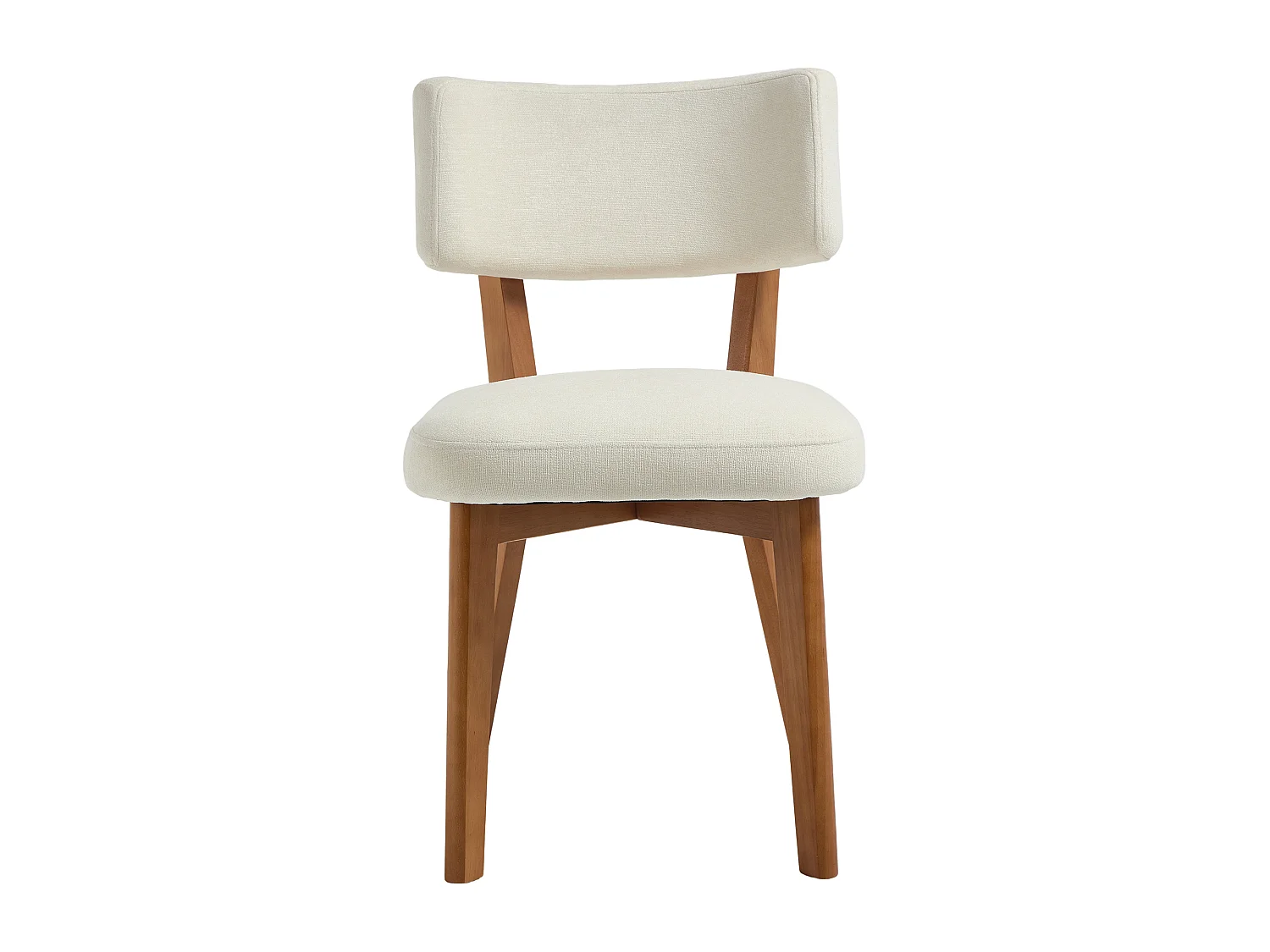 Lot de 2 chaises de salle à manger en tissu beige - Pieds en bois