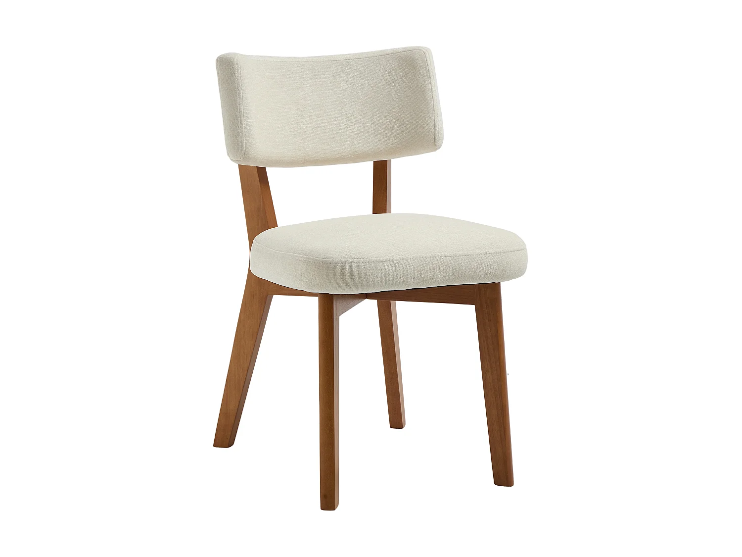 Lot de 2 chaises de salle à manger en tissu beige - Pieds en bois