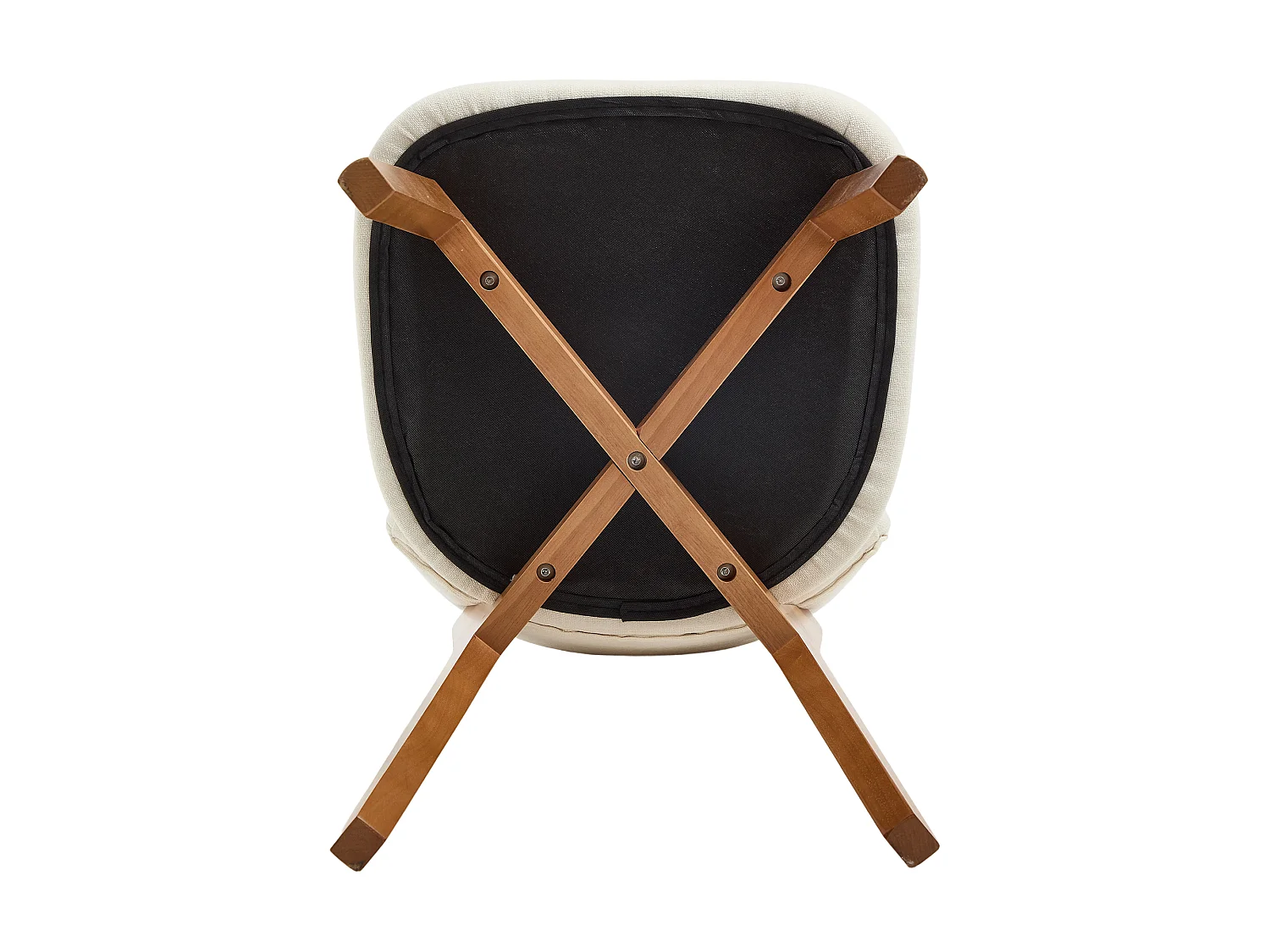 Lot de 2 chaises de salle à manger en tissu beige - Pieds en bois