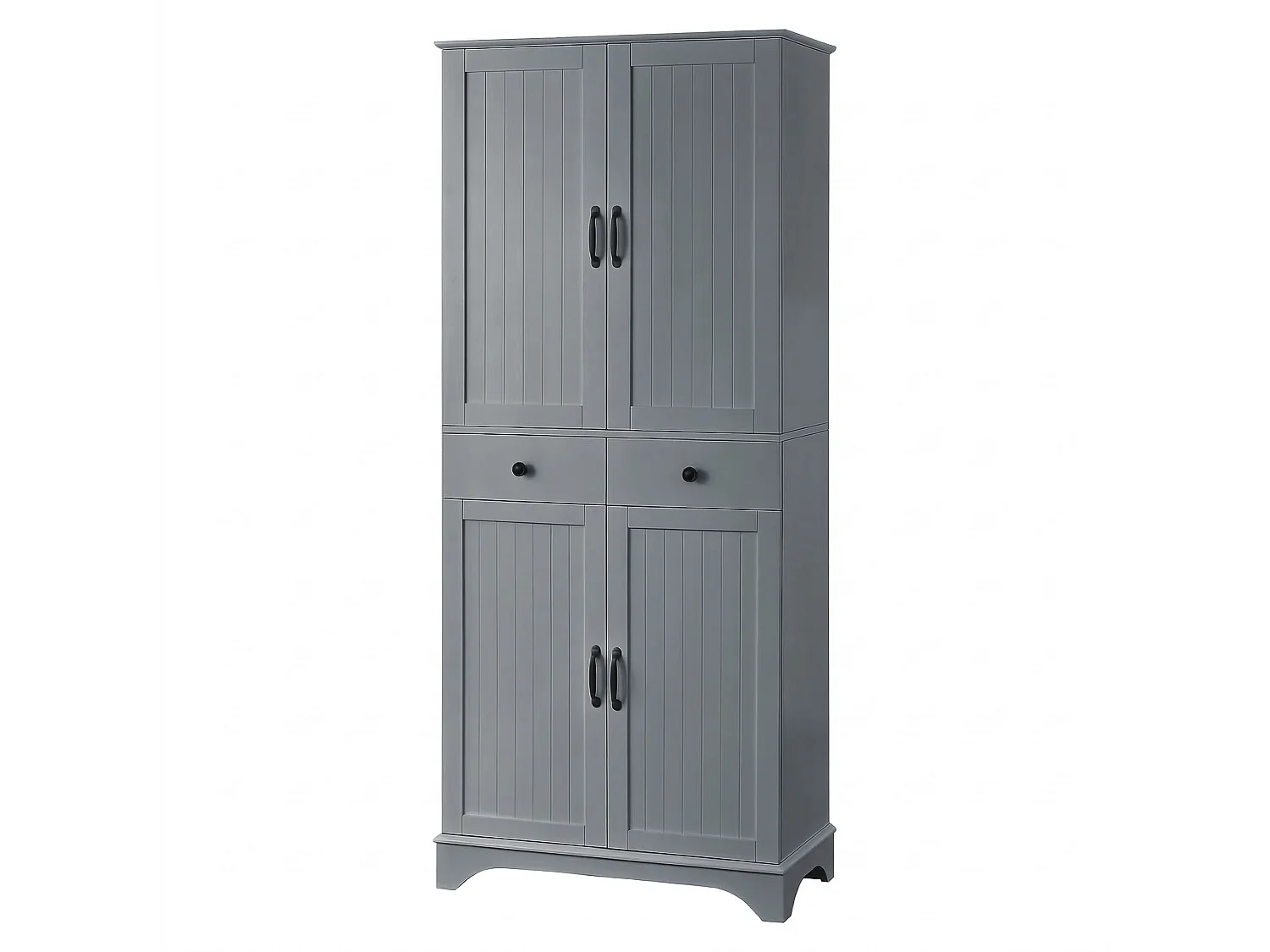 Armoire haute avec 2 tiroirs et étagères coulissantes - Gris