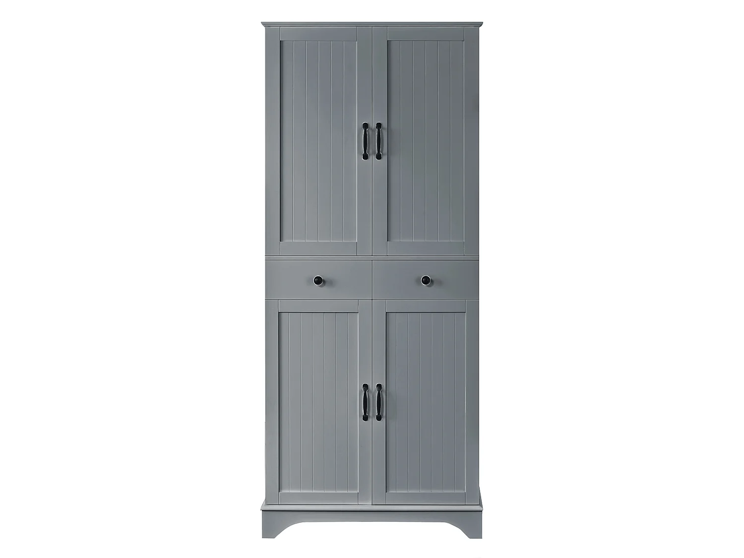 Armoire haute avec 2 tiroirs et étagères coulissantes - Gris