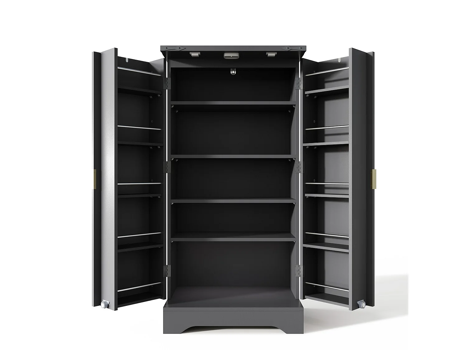 Buffet haut avec LED , 2 portes et étagères réglables – Noir 60,5 x 40 x 120 cm