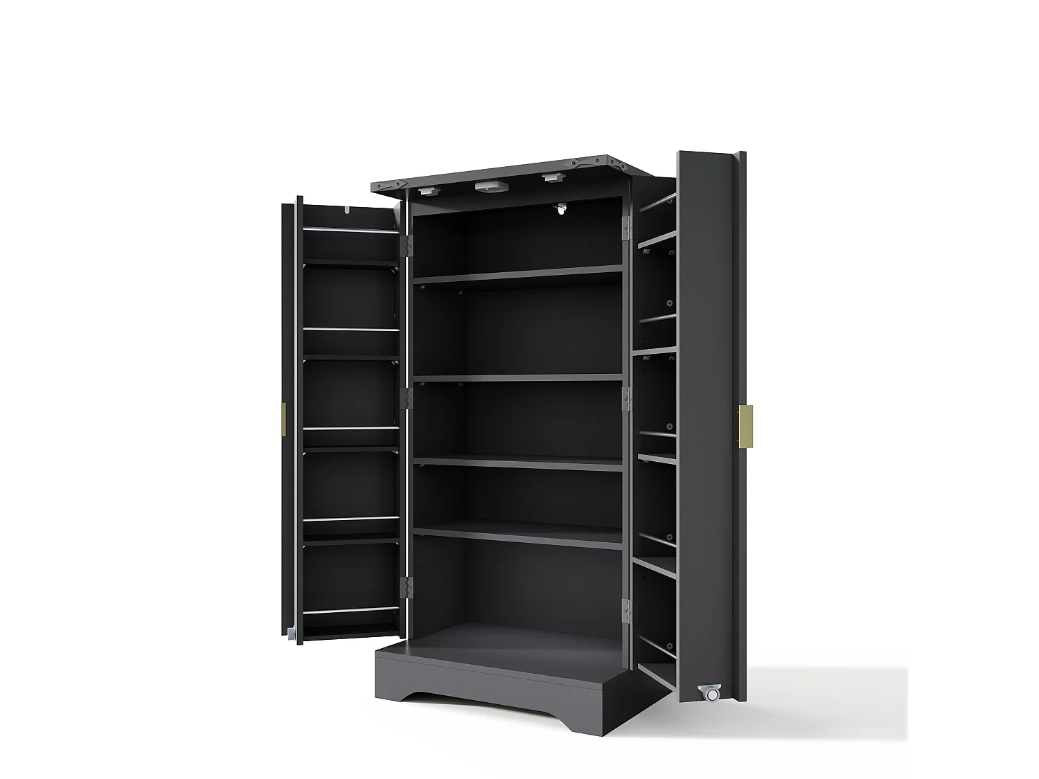 Buffet haut avec LED , 2 portes et étagères réglables – Noir 60,5 x 40 x 120 cm