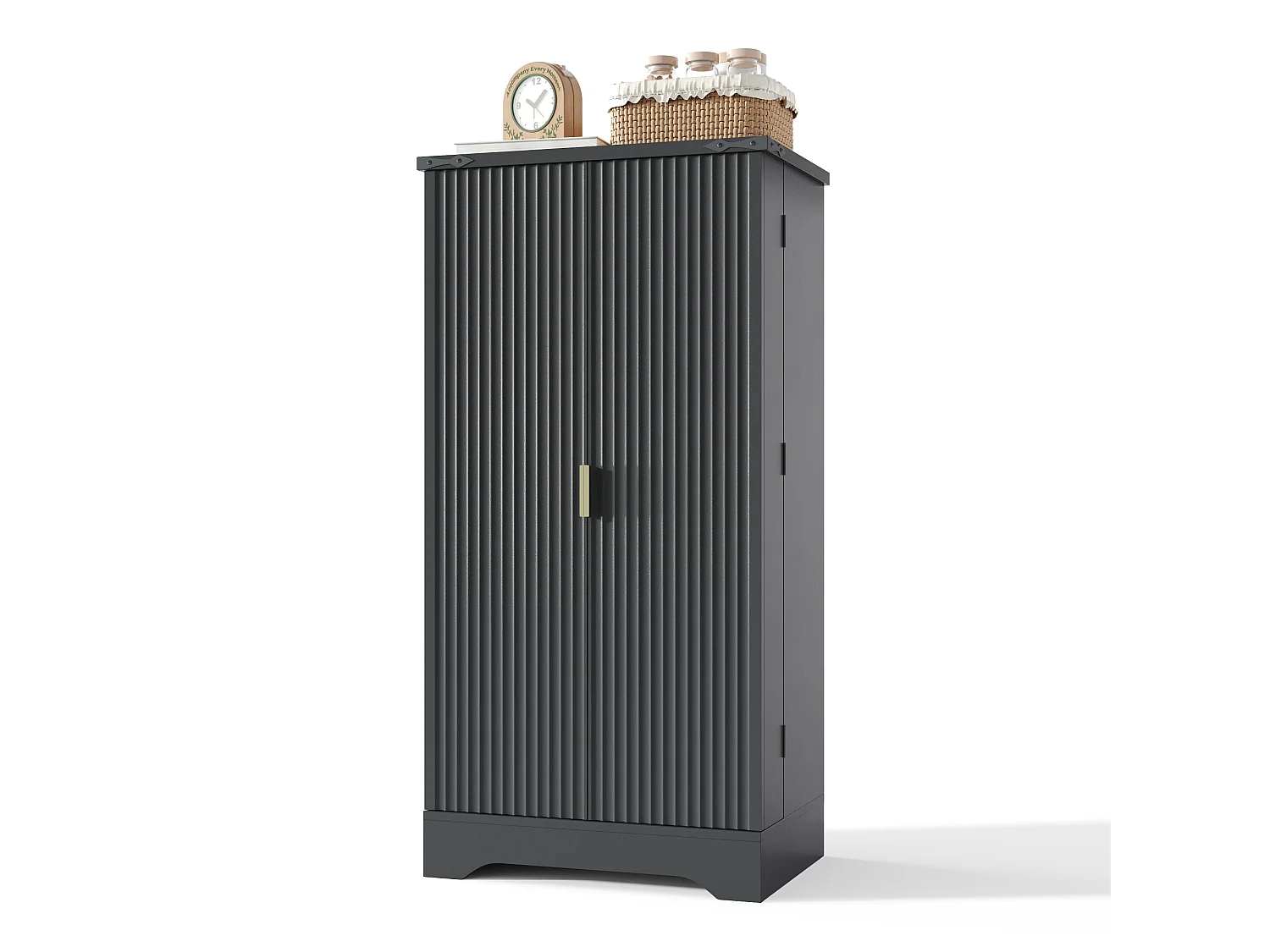 Buffet haut avec LED , 2 portes et étagères réglables – Noir 60,5 x 40 x 120 cm