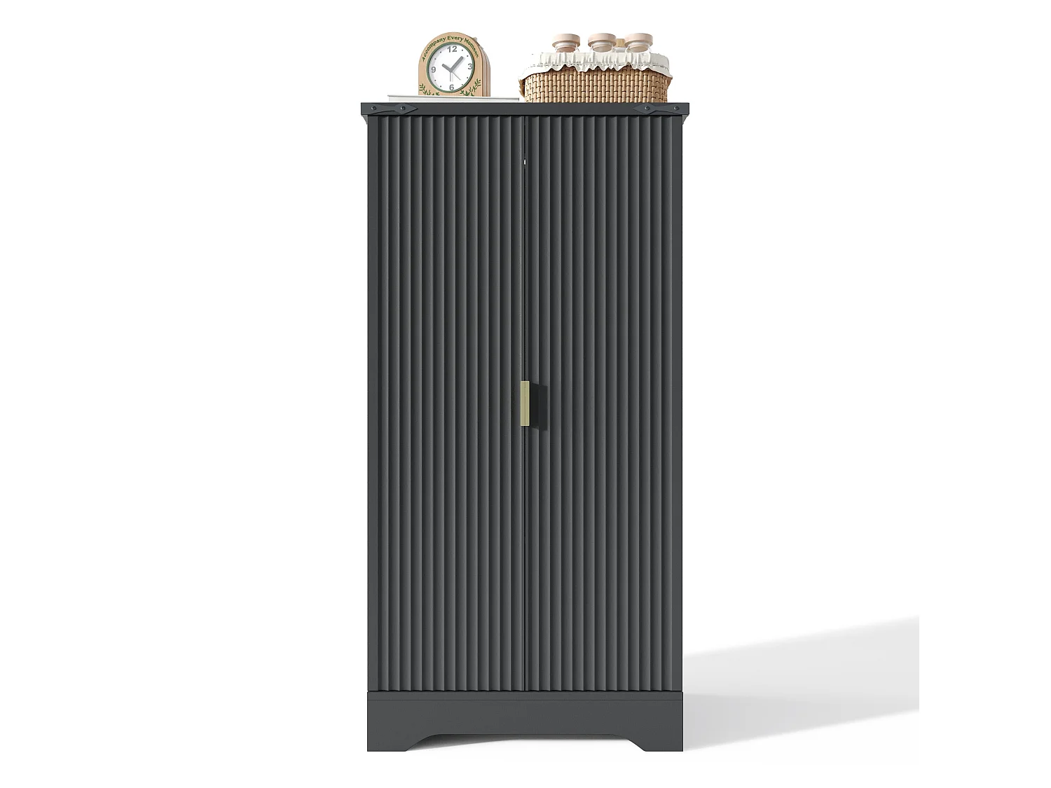 Buffet haut avec LED , 2 portes et étagères réglables – Noir 60,5 x 40 x 120 cm