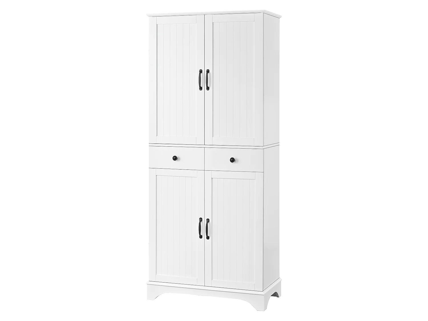 Armoire haute blanc avec 2 tiroirs et étagères coulissantes - Pour salle à manger, salon et cuisine