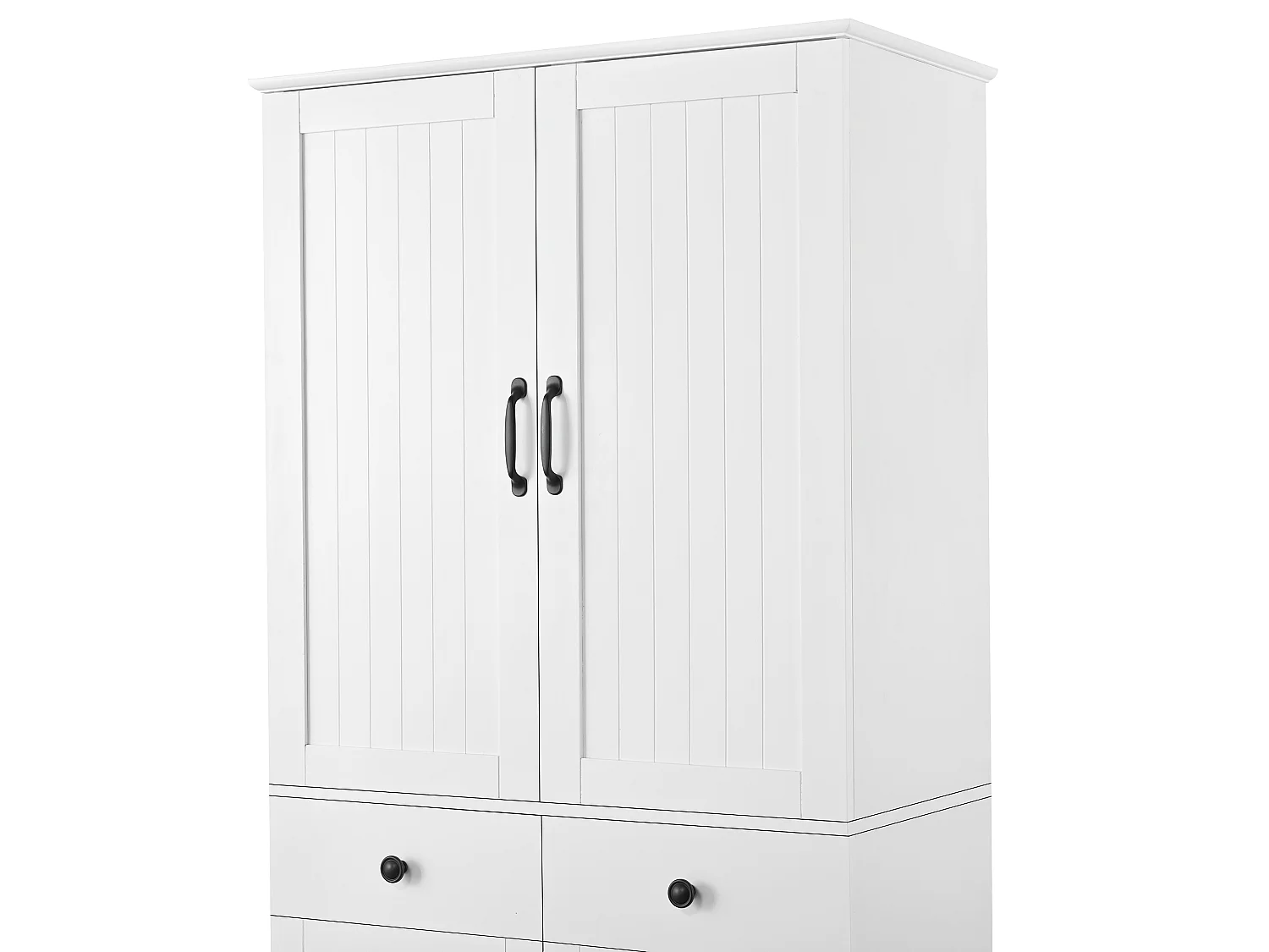 Armoire haute blanc avec 2 tiroirs et étagères coulissantes - Pour salle à manger, salon et cuisine