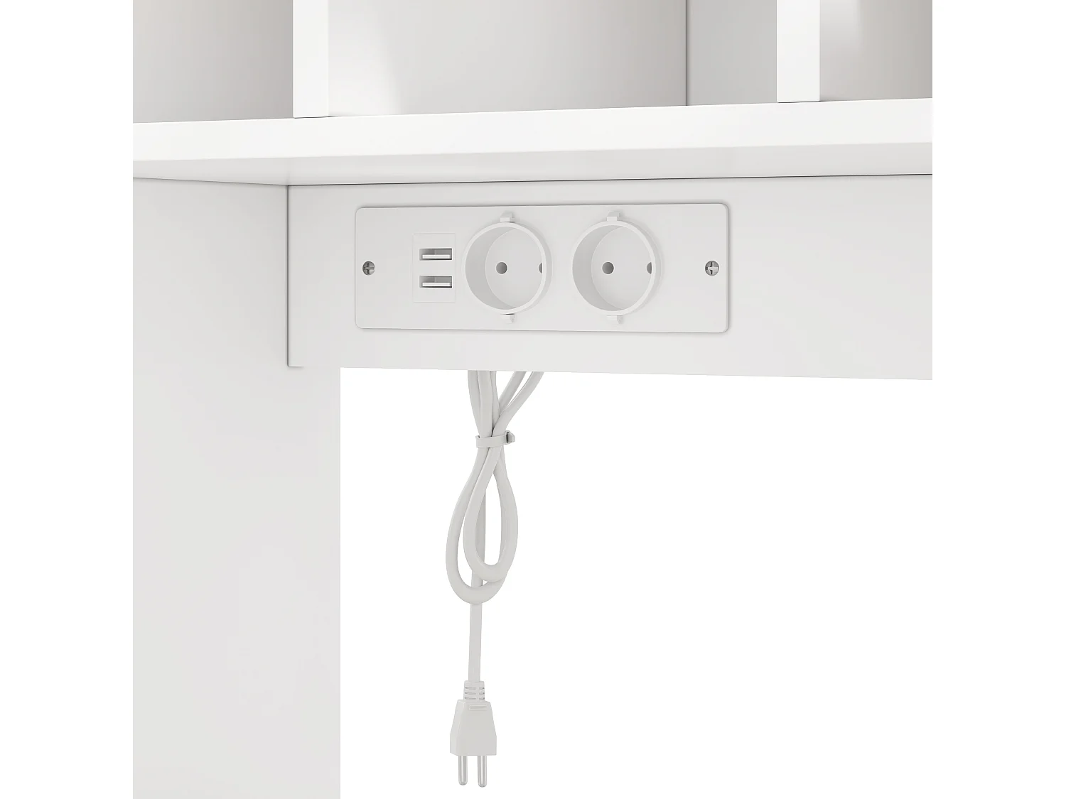 Buffet de cuisine avec étagères réglables, tiroirs, LED et prises - Blanc 105×40×185 cm