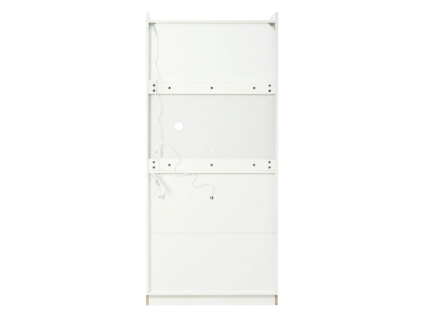 Högt skänk med låda, LED-belysning och räfflade glasdörrar - Vit 80 x 40 x 180 cm