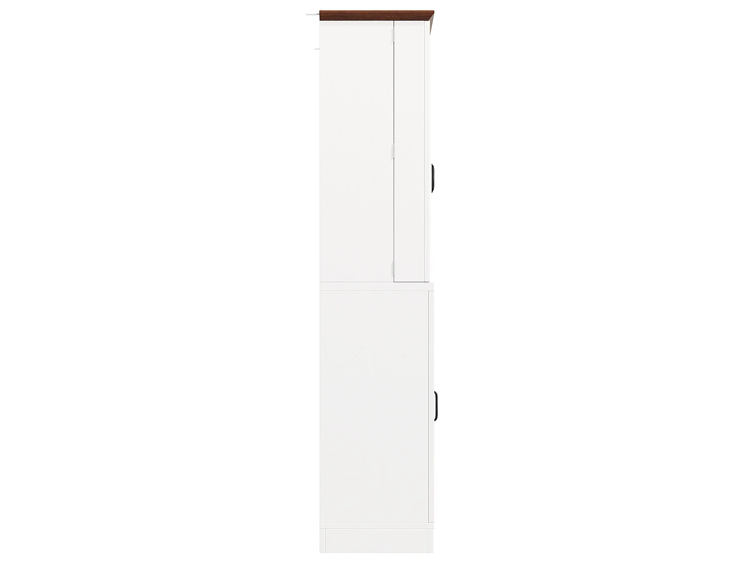 Armoire haute avec porte-snacks latéral et 4 tiroirs - Buffet blanc en bois