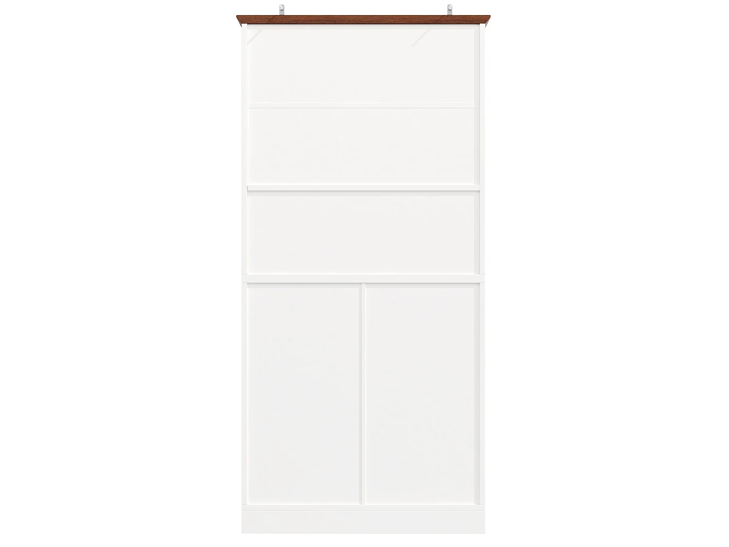 Armoire haute avec porte-snacks latéral et 4 tiroirs - Buffet blanc en bois