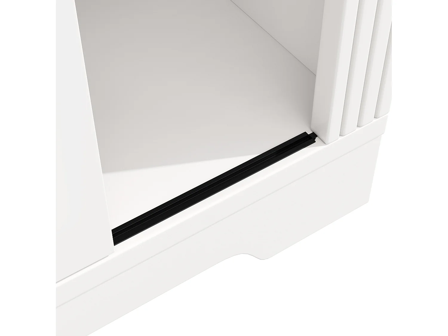 Armoire haute avec porte-snacks latéral et 4 tiroirs - Buffet blanc en bois
