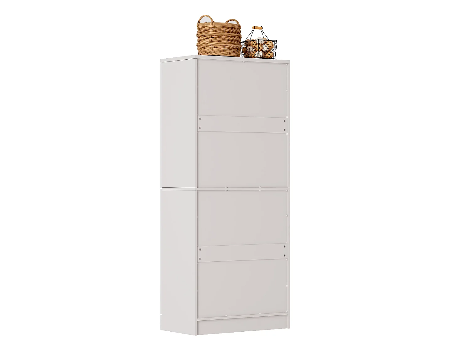 Armoire de cuisine haute avec 4 portes et étagères réglables - Couleur bois et blanc